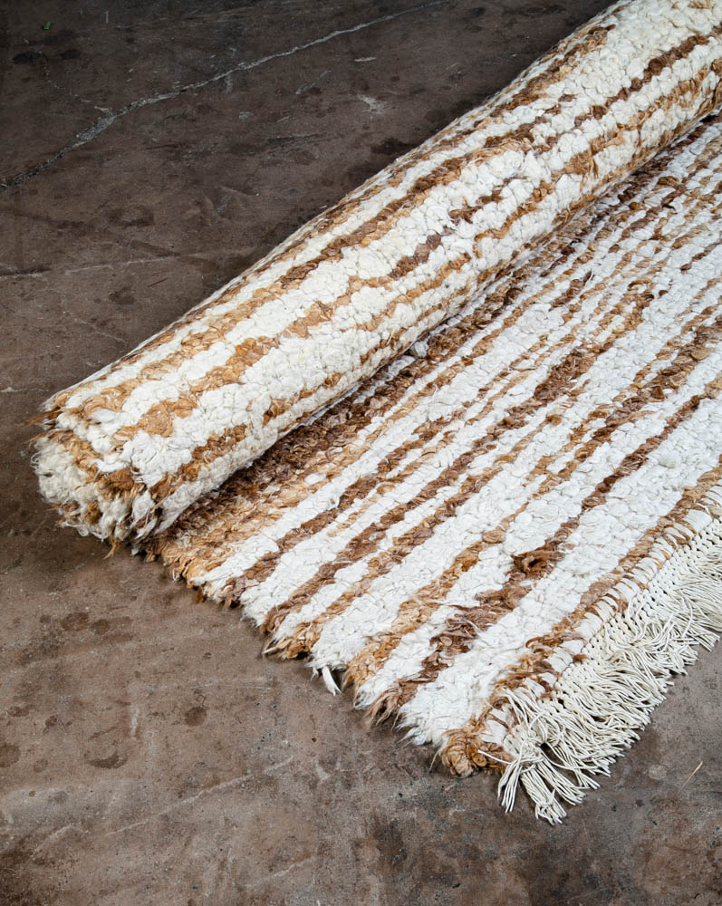 Mid Century Modern Shag Area Rug Brown White Tan 140"x94" Wool Large Bohemian - Image 6