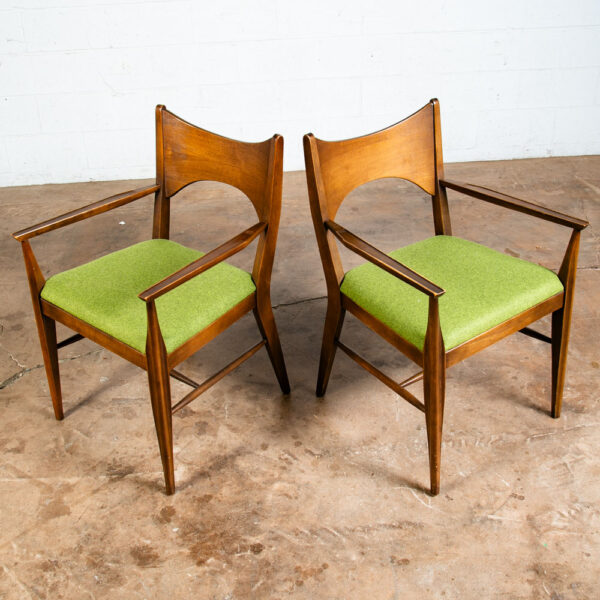 Mid Century Modern Dining Chairs Set 6 Broyhill Back Green Lenoir Chair Brasilia - Image 7