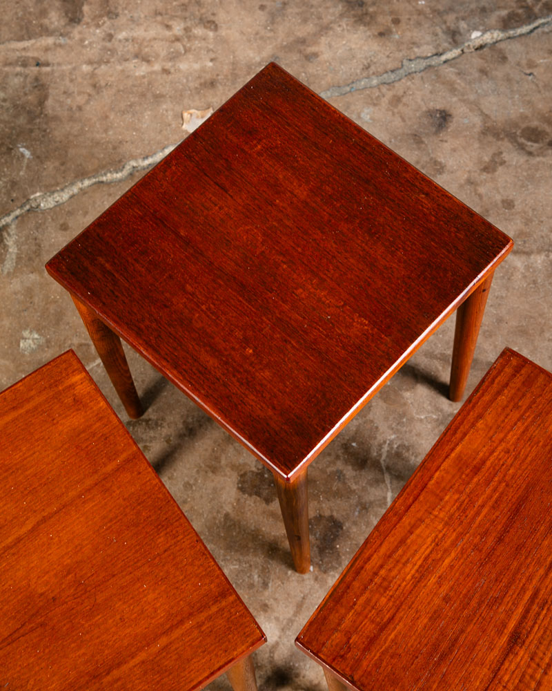 Mid Century Danish Modern Nesting Tables Set 3 Teak Wood Vintage Side End Square - Image 6