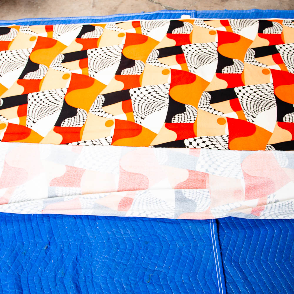 Mid Century Modern Fabric Orange Black White Abstract Japanese TOA Tag Japan Mcm - Image 6