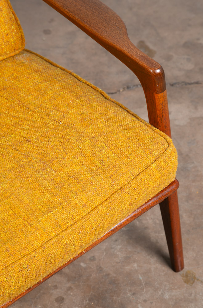 Mid Century Danish Modern Lounge Chairs Solid Teak Yellow Japanese Japan Arm Set - Image 6