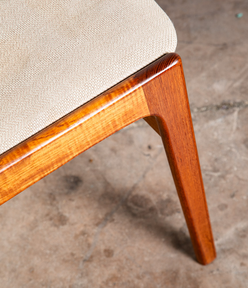 Mid Century Danish Modern Dining Chair Vintage White Oatmeal NM Solid Teak High - Image 10