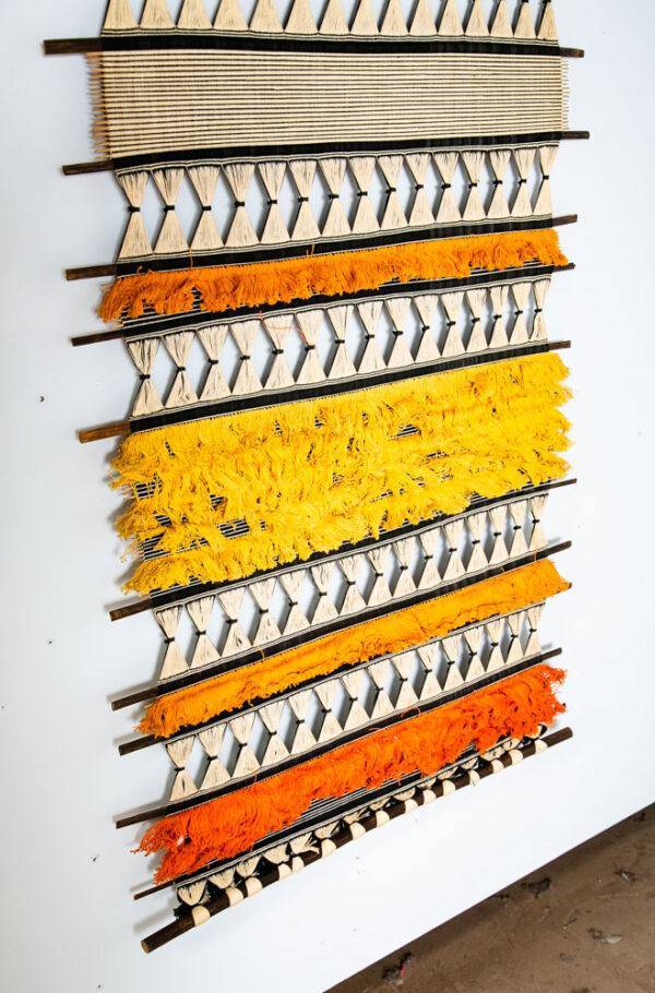 Mid Century Modern Tapestry Wall Hanging Abstract Orange Yellow Original Art Mcm - Image 6