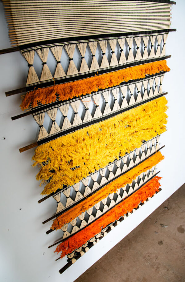 Mid Century Modern Tapestry Wall Hanging Abstract Orange Yellow Original Art Mcm - Image 5