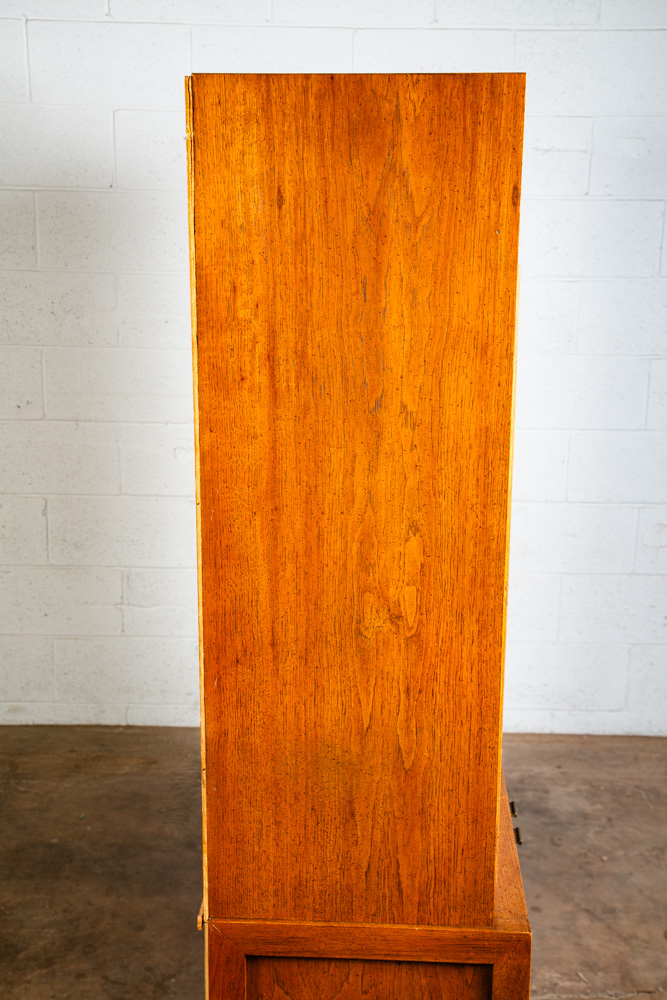 Mid Century Modern China Cabinet Display Walnut Founders Cane Hutch Reversible - Image 6