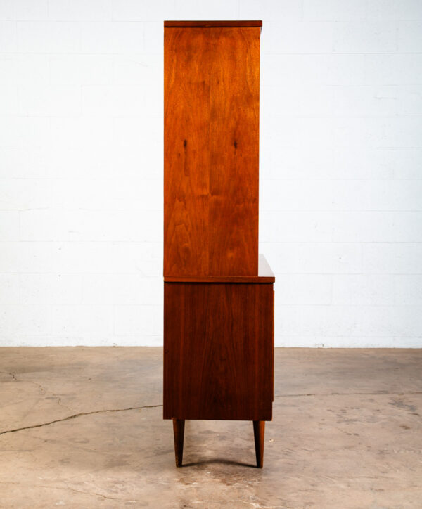 Mid Century Modern China Cabinet Hutch Cabinet Glass Display Compact Walnut Mcm - Image 3