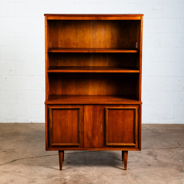 Mid Century Modern China Cabinet Hutch Cabinet Glass Display Compact Walnut Mcm - Image 2