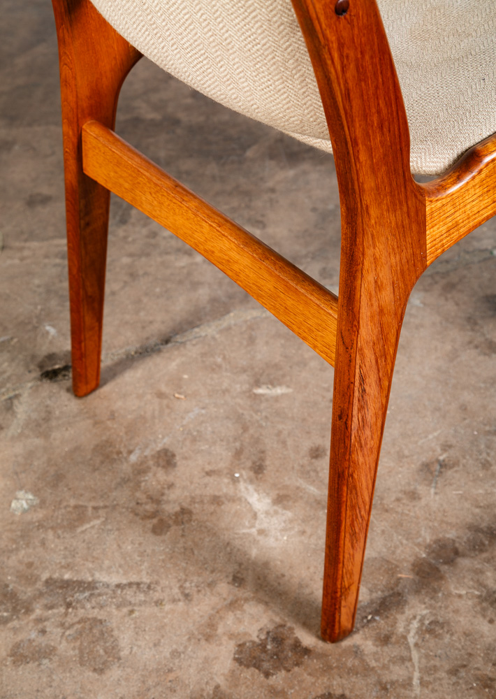 Mid Century Danish Modern Dining Chair Vintage White Oatmeal NM Solid Teak High - Image 6