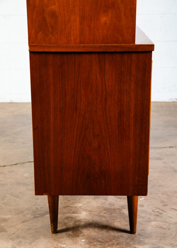 Mid Century Modern China Cabinet Hutch Cabinet Glass Display Compact Walnut Mcm - Image 9