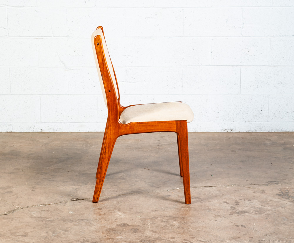 Mid Century Danish Modern Dining Chair Vintage White Oatmeal NM Solid Teak High - Image 2