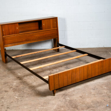 Mid Century Modern Headboard Bed Frame Full Kroehler Walnut Sliding Doors Rails