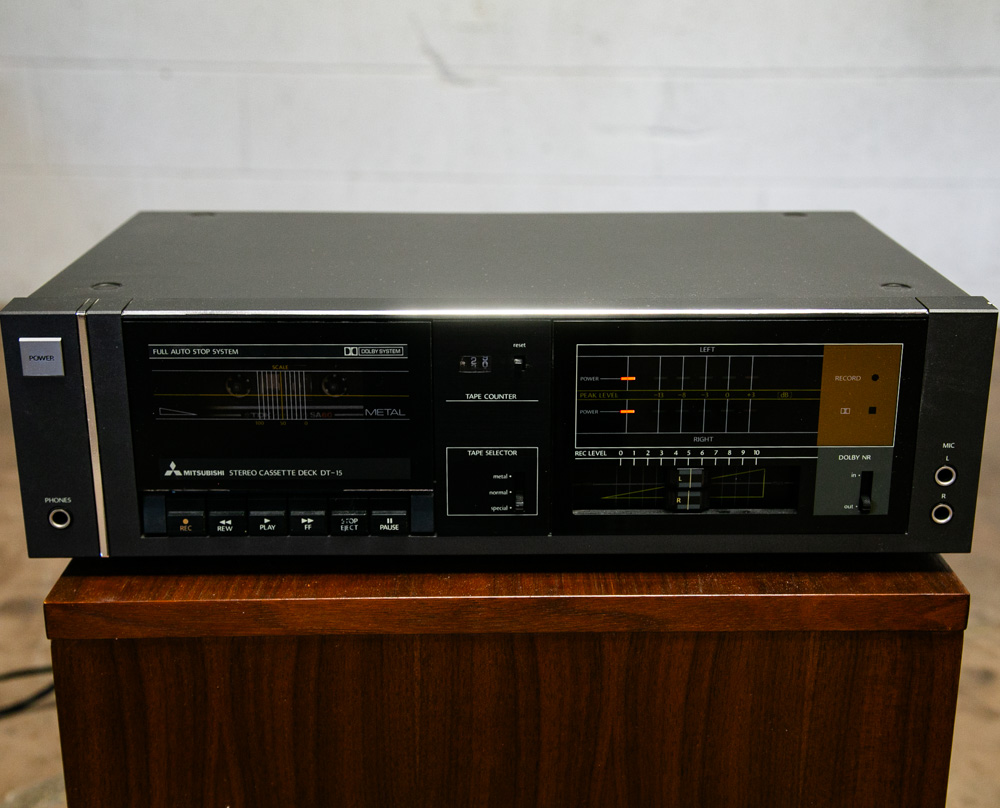 Vintage Mitsubishi Stereo Cassette Deck DT-15 Player Black Face Power Tested - Image 4