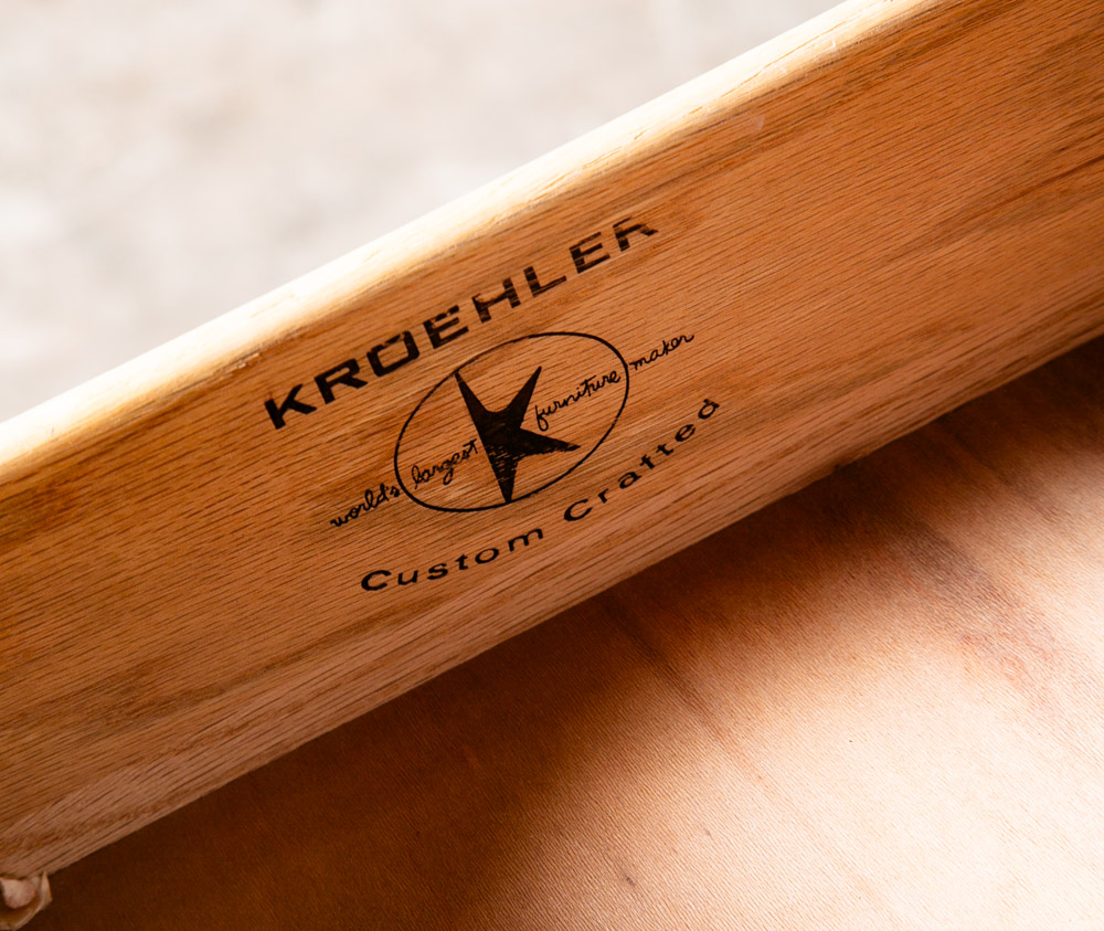 Mid Century Modern Dresser Credenza Kroehler Furniture Walnut 6 Drawer Brass Mcm - Image 10