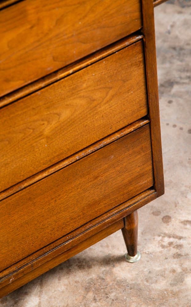 Mid Century Modern Desk Walnut Office Vintage 4 Drawers Executive Compact Mcm - Image 10