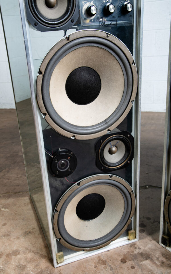 Mid Century Modern Floor Speakers Mirrored Vintage Speaker 78' Parenthian Large - Image 9