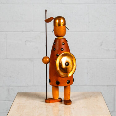 Mid Century Modern Swedish Viking Figure Teak & Copper Mcm Scandanavian Toy MCM