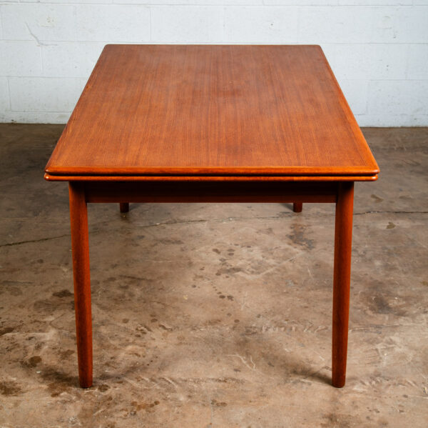 Mid Century Danish Modern Dining Table Denmark Teak Wood Extension Draw Leaf NM - Image 5