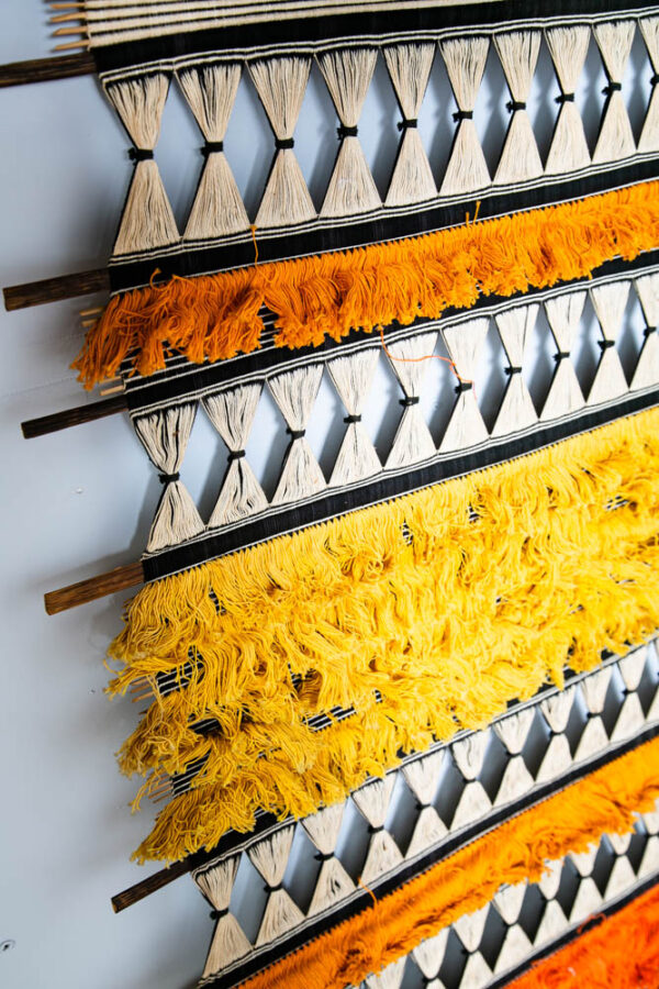 Mid Century Modern Tapestry Wall Hanging Abstract Orange Yellow Original Art Mcm - Image 8