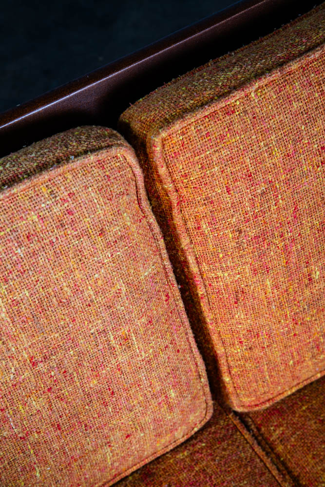 Mid Century Danish Modern Sofa Couch Solid Teak Orange Japanese Japan Arm 3 Seat - Image 11