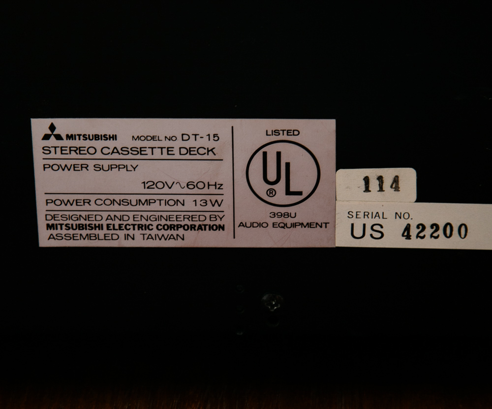 Vintage Mitsubishi Stereo Cassette Deck DT-15 Player Black Face Power Tested - Image 8