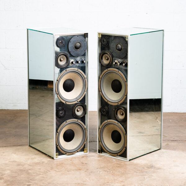 Mid Century Modern Floor Speakers Mirrored Vintage Speaker 78' Parenthian Large