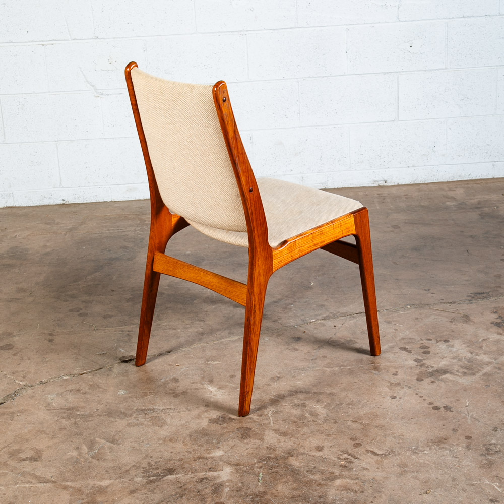 Mid Century Danish Modern Dining Chair Vintage White Oatmeal NM Solid Teak High - Image 3