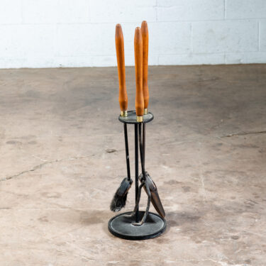 Mid Century Modern Fireplace Tools Wood Brass Cast iron Pilgrim Seymour Nelson