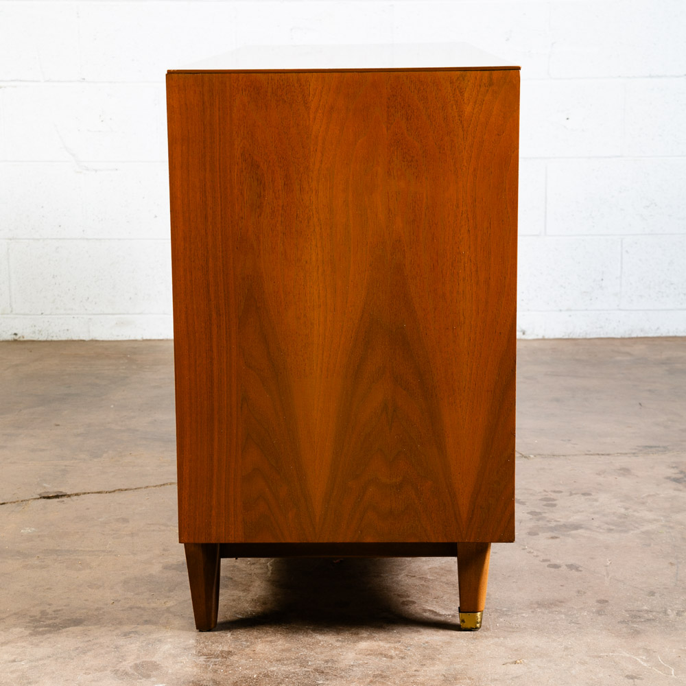 Mid Century Modern Dresser Credenza Kroehler Furniture Walnut 6 Drawer Brass Mcm - Image 4