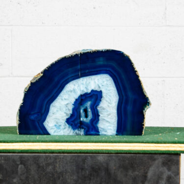 Brazilian Geode Bookends Solid Heavy Navy & Light Blue Natural Blue Agate Quartz
