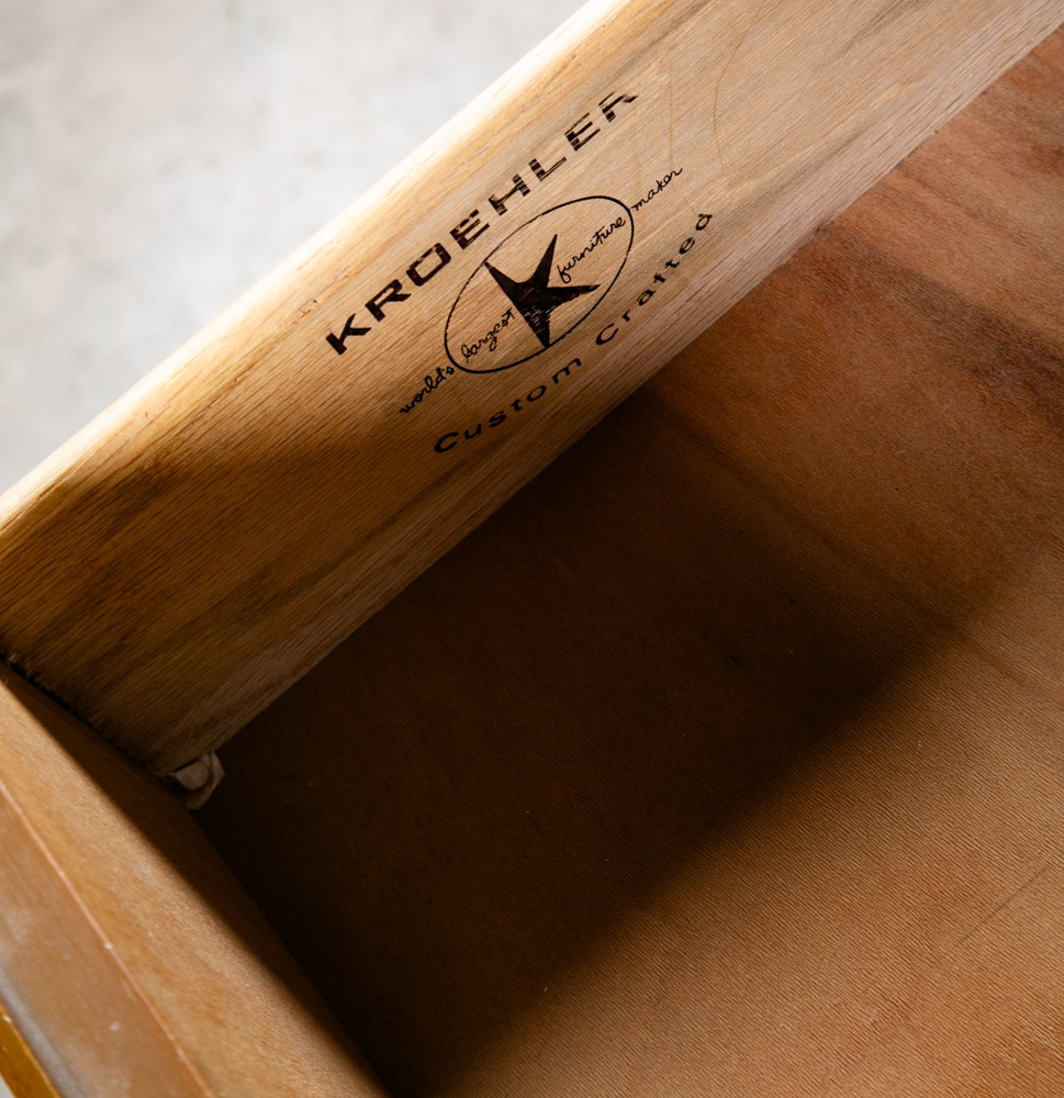 Mid Century Modern Dresser Credenza Kroehler Furniture Walnut 6 Drawer Brass Mcm - Image 7