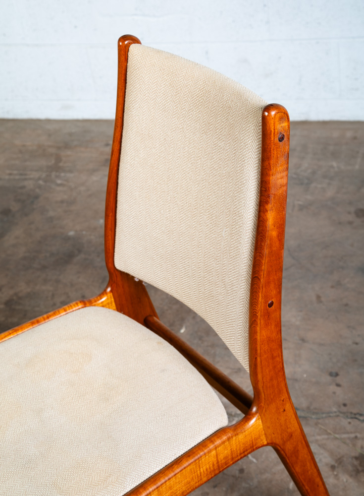 Mid Century Danish Modern Dining Chair Vintage White Oatmeal NM Solid Teak High - Image 8