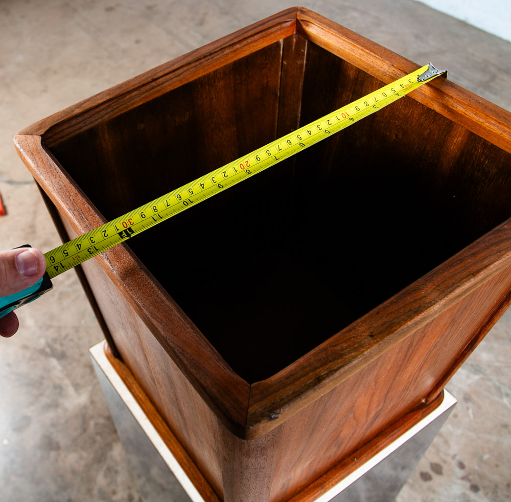 Mid Century Modern Wastebasket Square Trash Can Bin Paper Basket Walnut Danish - Image 10