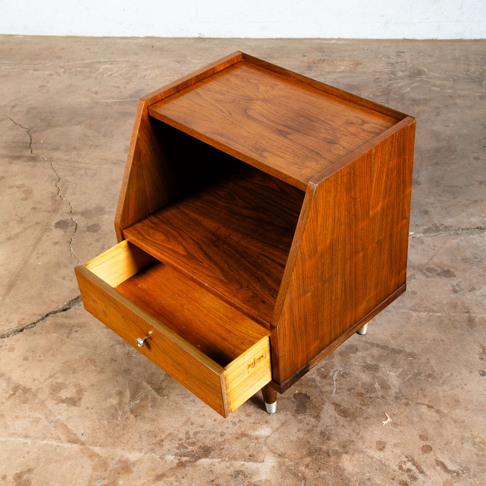 Mid Century Modern Nightstands End Side Tables Walnut Single Drawer BP John Mcm - Image 11