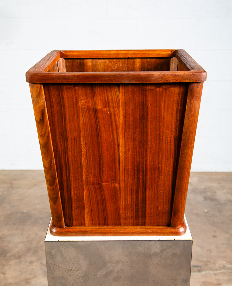 Mid Century Modern Wastebasket Square Trash Can Bin Paper Basket Walnut Danish - Image 7