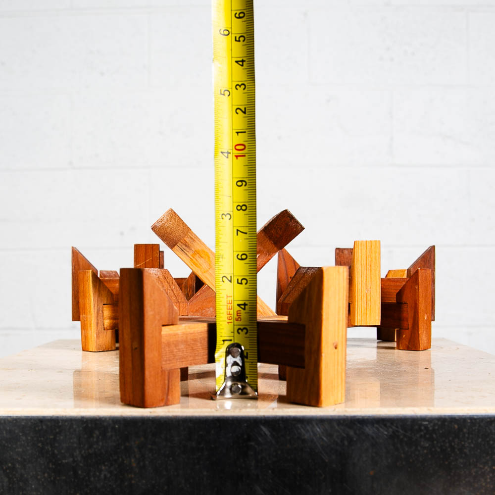 Mid Century Modern Set of Six Wooden Candle Holders Light and Dark Teak Wood - Image 11