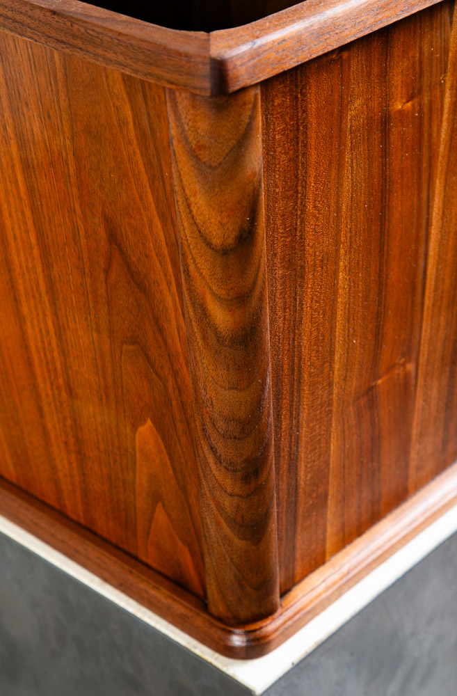 Mid Century Modern Wastebasket Square Trash Can Bin Paper Basket Walnut Danish - Image 12