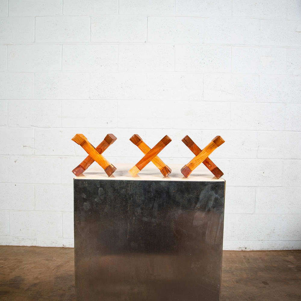 Mid Century Modern Set of Six Wooden Candle Holders Light and Dark Teak Wood - Image 6