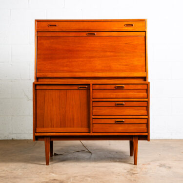 Mid Century Danish Modern Secretary Desk Bureau Denmark Teak Drawers Draw Light
