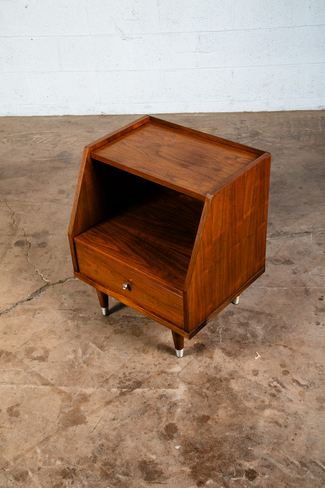 Mid Century Modern Nightstands End Side Tables Walnut Single Drawer BP John Mcm - Image 7