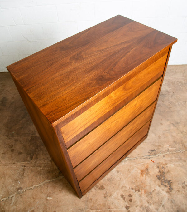 Mid Century Modern Highboy Dresser Walnut Bassett furniture 4 Drawer Chest Mcm - Image 6