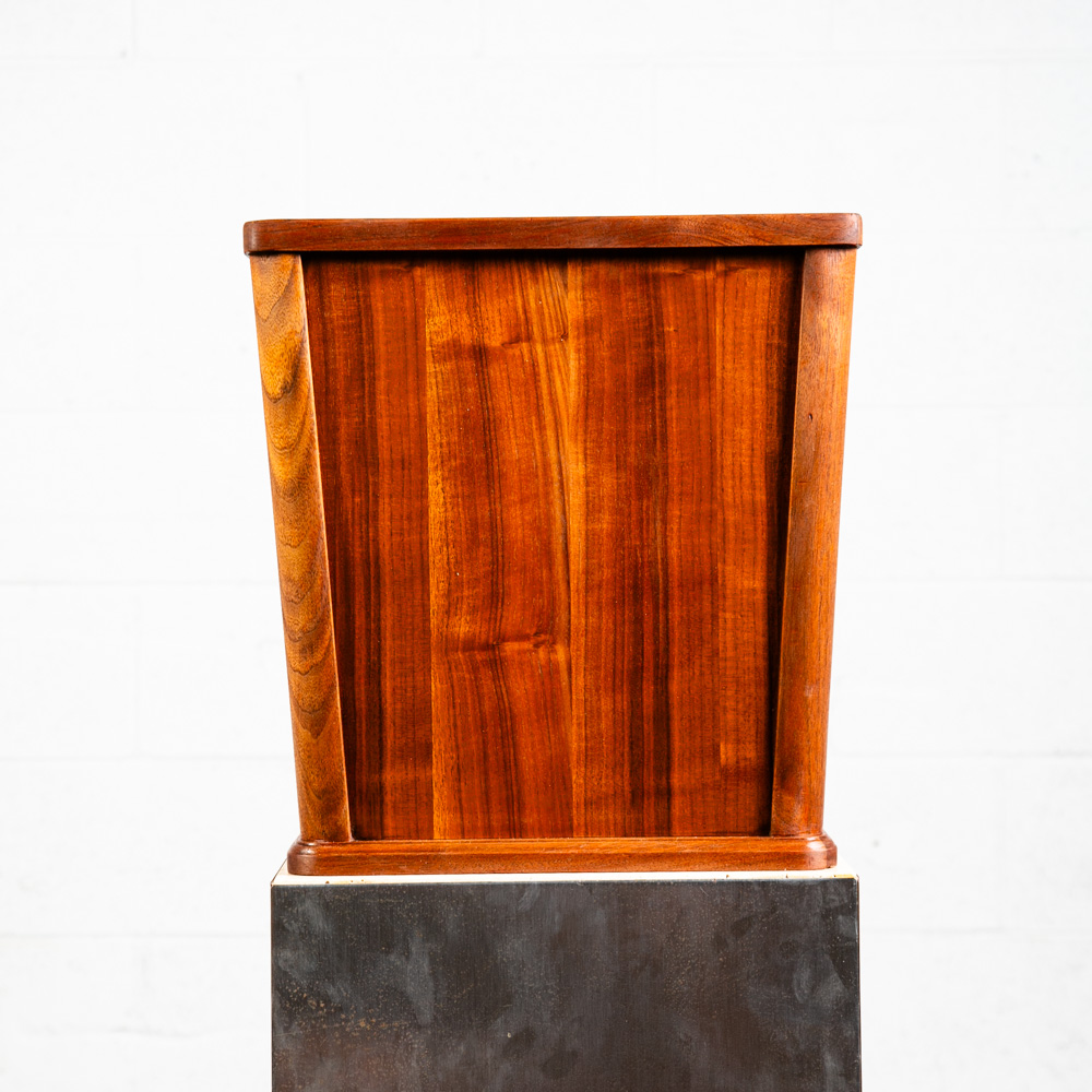 Mid Century Modern Wastebasket Square Trash Can Bin Paper Basket Walnut Danish - Image 2