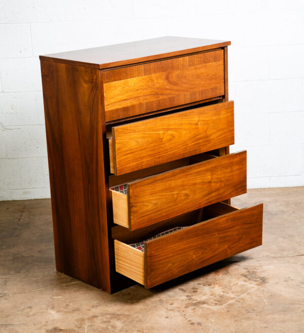 Mid Century Modern Highboy Dresser Walnut Bassett furniture 4 Drawer Chest Mcm - Image 5
