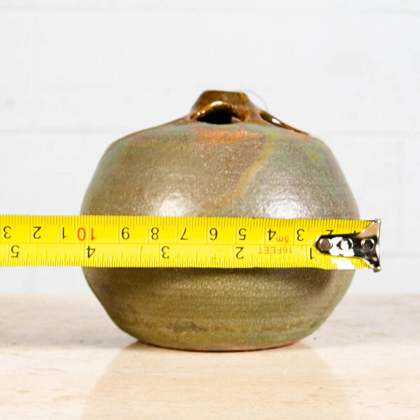 Mid century Pot Hanging Spherical Ceramic Art Piece Beige Teal Glaze Finish Mcm - Image 11