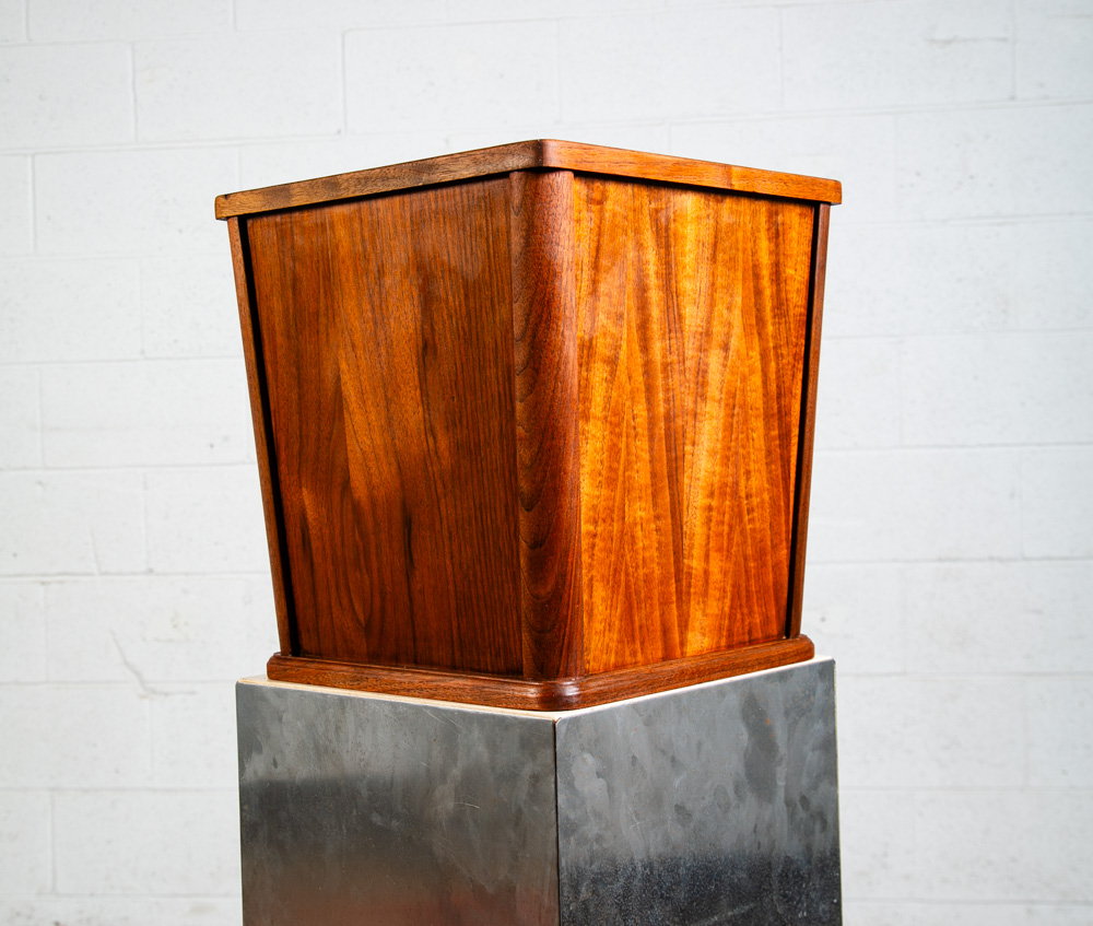 Mid Century Modern Wastebasket Square Trash Can Bin Paper Basket Walnut Danish - Image 6