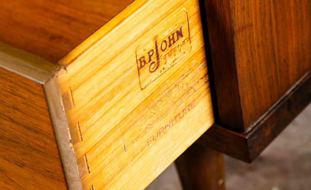 Mid Century Modern Nightstands End Side Tables Walnut Single Drawer BP John Mcm - Image 10