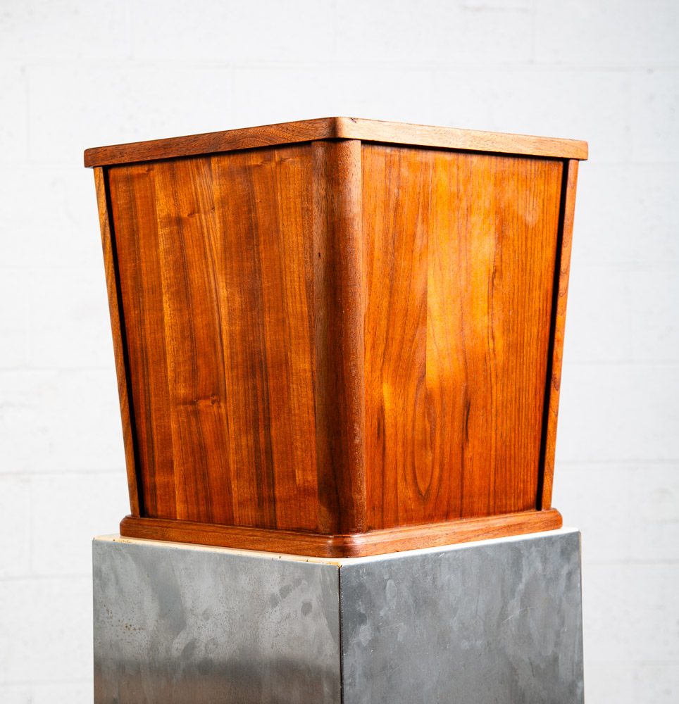 Mid Century Modern Wastebasket Square Trash Can Bin Paper Basket Walnut Danish - Image 3