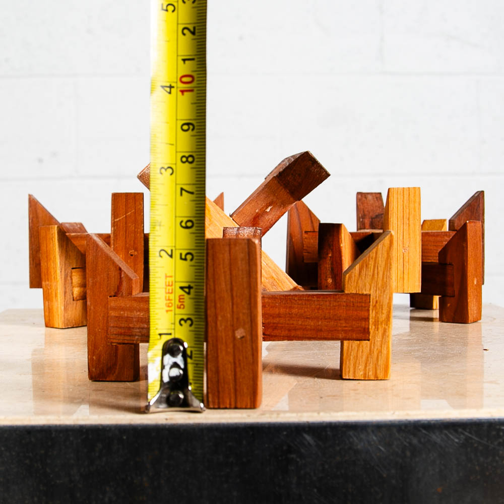 Mid Century Modern Set of Six Wooden Candle Holders Light and Dark Teak Wood - Image 12