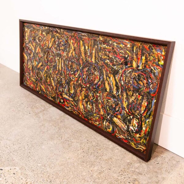 Mid Century Modern Art Original Abstract Expressionism Pollock Bright Colors Mcm - Image 3