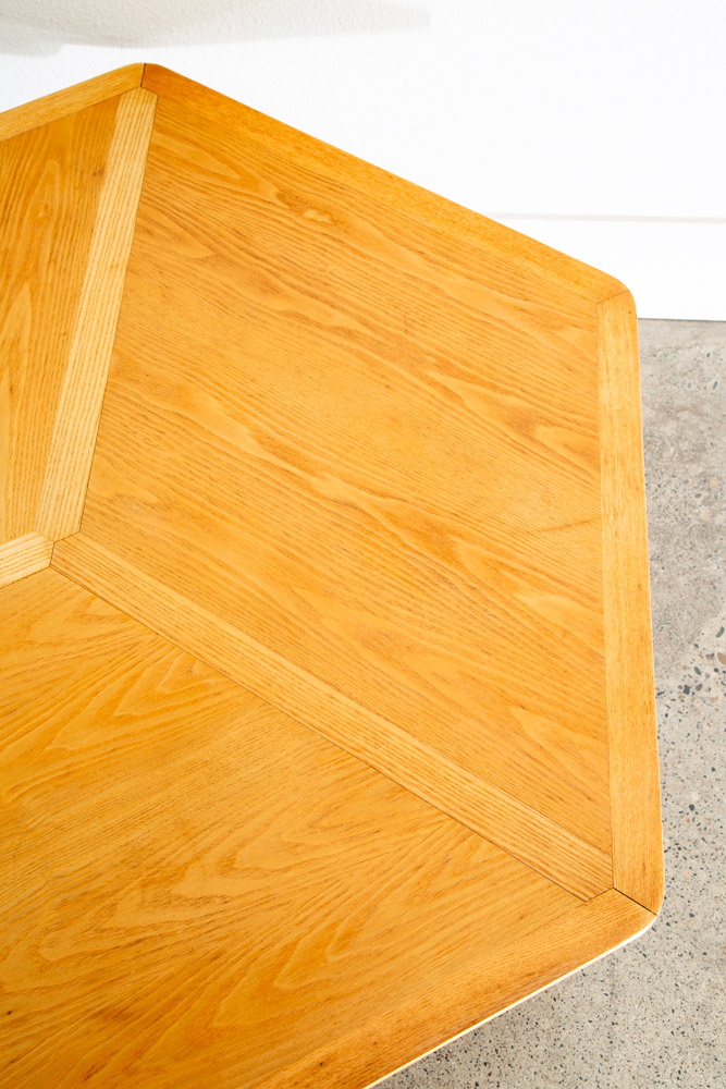 Mid Century Danish Modern Coffee Table Solid White Oak Vintage Hexagon Geometric - Image 6