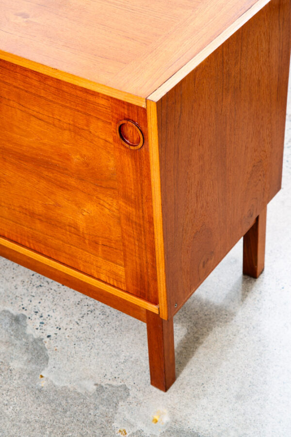 Mid Century Danish Modern Credenza Sideboard Sliding Doors Teak Drawers Denmark - Image 9